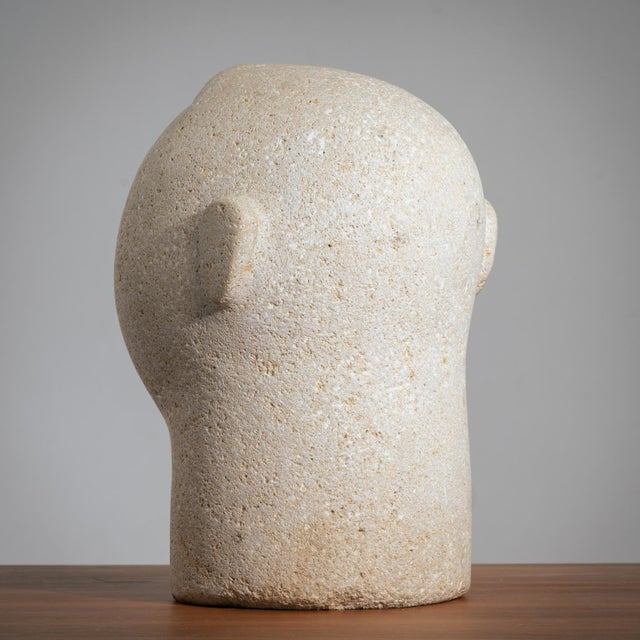 Stone Modernist Male Head Sculpture, 1970s, Sandstone For Sale - Image 7 of 17
