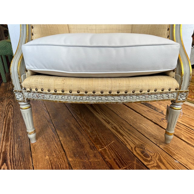 Raffia & Grey Painted Wood Club Chair by Oly Studio For Sale In Philadelphia - Image 6 of 11