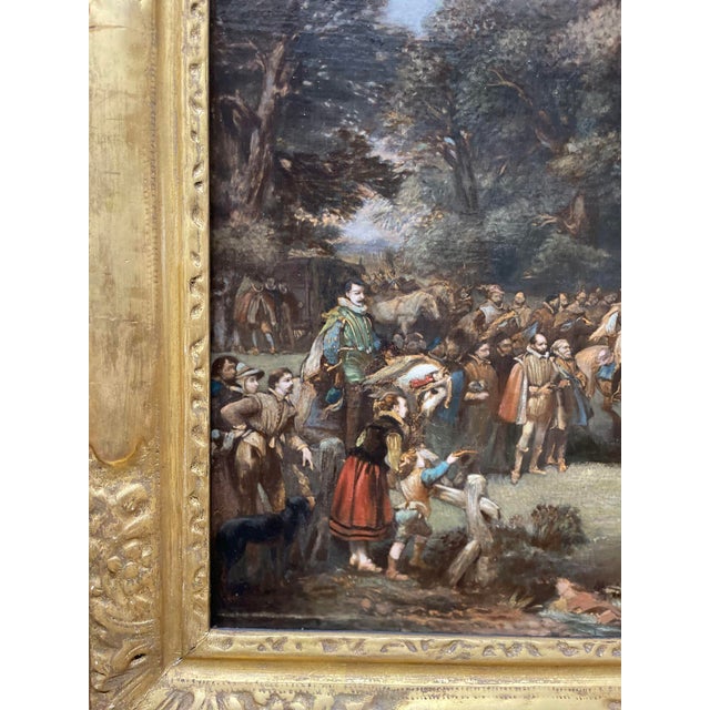 18th Century 18th C. Painting on Canvas of King James I Visit to Hoghton Tower For Sale - Image 5 of 8