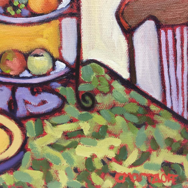 2020s Garden Table - Vibrant Oil Painting With Flowers and Fruit For Sale - Image 5 of 7