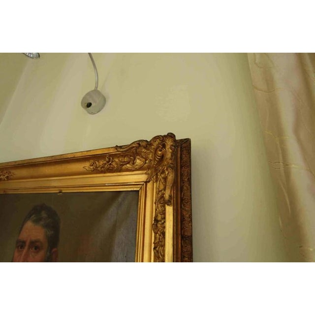 Portrait of a man and a woman from the mid-19th century. Beautiful gilded frames. Oil on canvas. The paintings were...