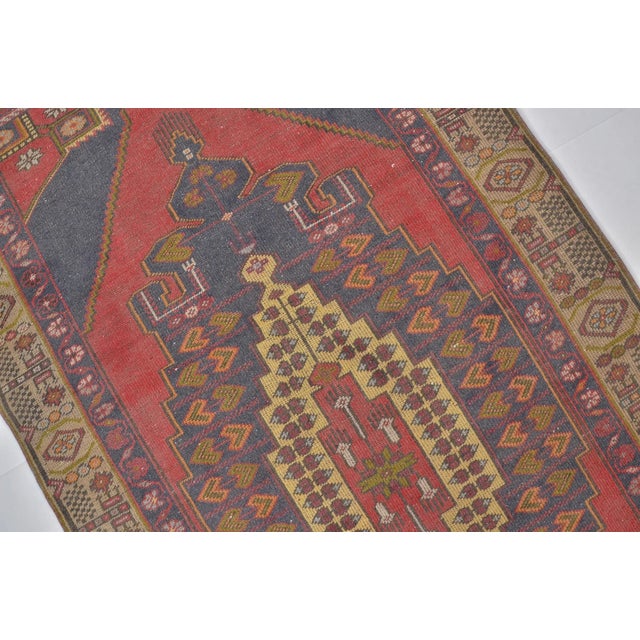 Navy Blue Red & Navy Blue Vintage Turkish Rug For Sale - Image 8 of 11