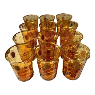 Antique Tiffin-Franciscan Stemware “Charmain Amber” Wine Glasses - Set of 12 For Sale