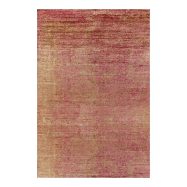 Rug & Kilim’s Oversized Contemporary Rug in Red and Gold Striations -12'x18' For Sale