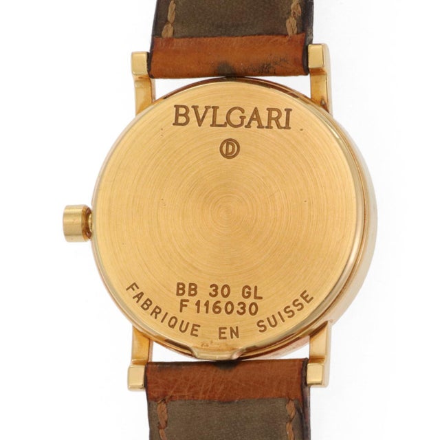 Bulgari Bvlgari 18k Yellow Gold 30mm Date Leather Band Midsize Watch For Sale - Image 4 of 5