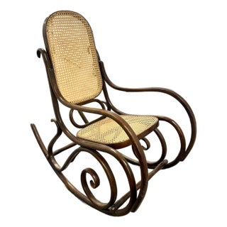 Thonet Bentwood Rocking Chair With Hand Caned Seat | Poland For Sale