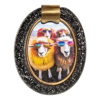 Oval Black Murano Glass Picture Frame with Silver Inclusions, 1970s For Sale