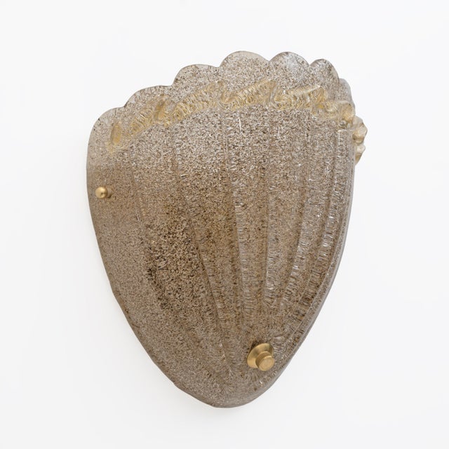 Mid-Century Modern Style Murano Glass Shell Sconces, 1990s, Set of 2 For Sale - Image 4 of 10