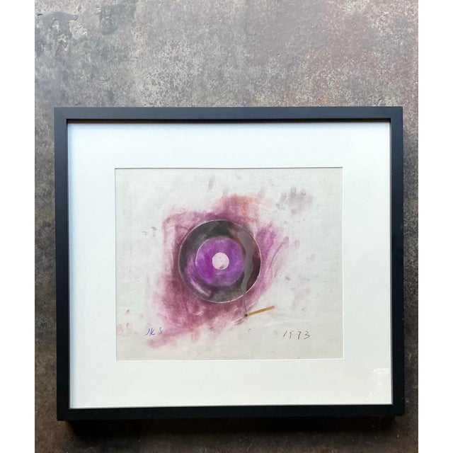 Amethyst Vintage Boho Original Geometric Abstract on Paper For Sale - Image 8 of 11