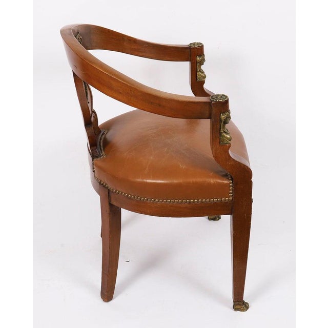 Antique French Empire Revival Mahogany and Ormolu Mounted Armchair, 19th Century For Sale - Image 6 of 13