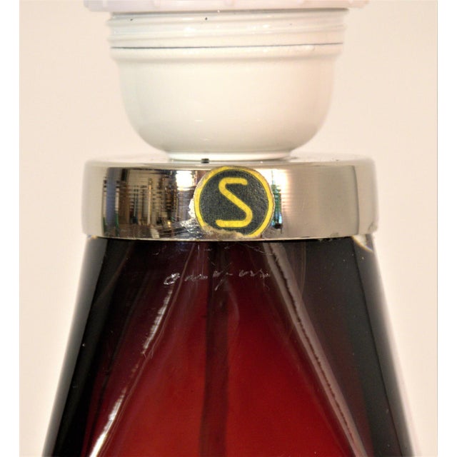 Red Core Doublecoated Glass Table Lamps by Carl Fagerlund for Orrefors, 1950s, Set of 2 For Sale - Image 10 of 13