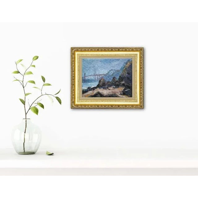 Contemporary Golden Gate Fog, Modern Impressionist Oil Painting For Sale - Image 3 of 6
