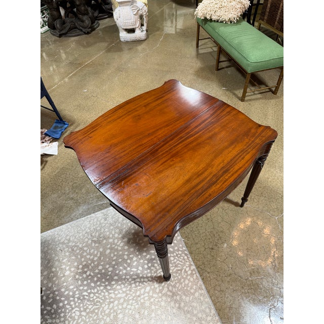 Early 19th Century Antique Sheraton Style Serpentine Front Mahogany Antique Game Table For Sale - Image 10 of 12