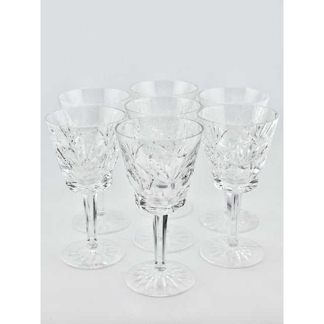 Stunning set of 7 vintage claret wine glasses. Made by Waterford and part of their Ashling cut crystal design. Perfect to...