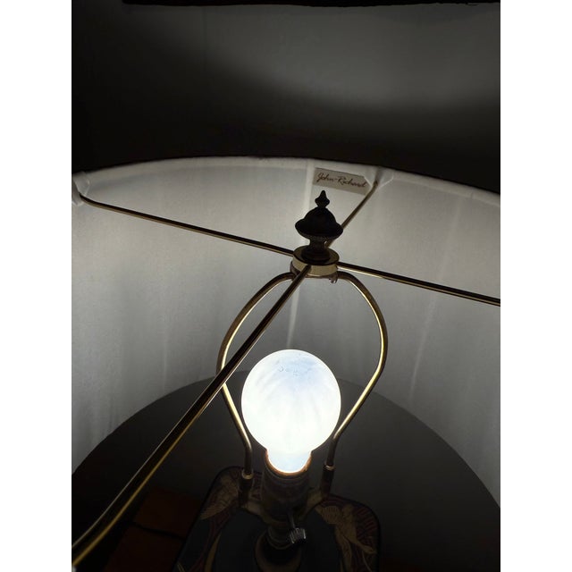 Vintage Tea Caddy Lamp W/ Silk Shade For Sale - Image 9 of 12