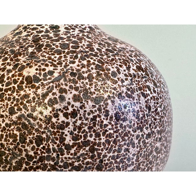Contemporary Handmade Brown Speckled Glazed Ceramic Vase from Römhild, Thuringia, GDR / Germany, 1970s For Sale - Image 3 of 12