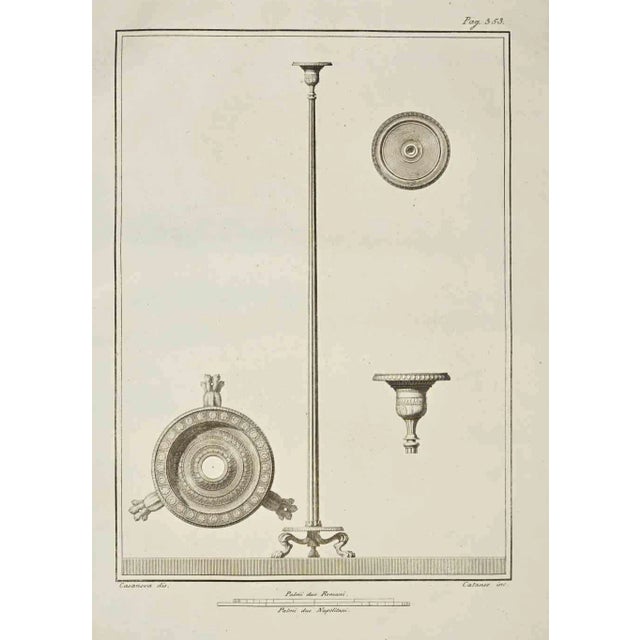 Giacomo Casanova, Ancient Roman Fresco Herculaneum, Original Etching, 18th Century For Sale