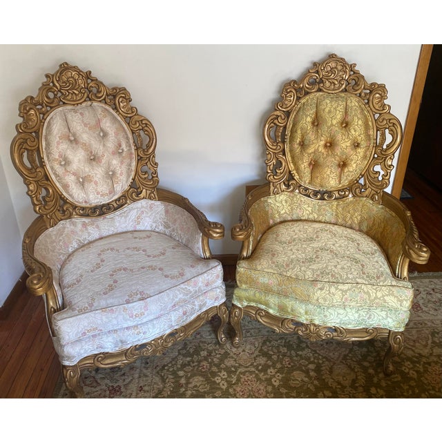 Yellow 1990s French Rococco Sofa Set For Sale - Image 8 of 18