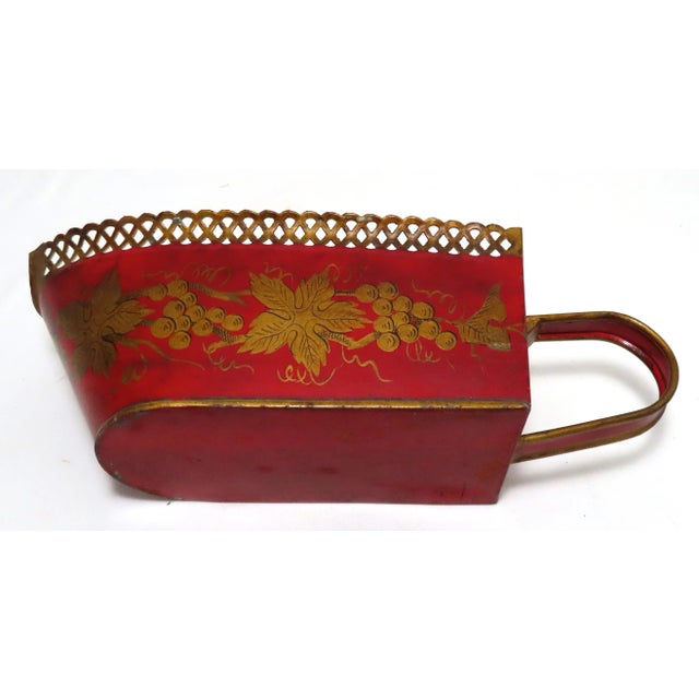 Antique French Toll Painted Tin Wine Bottle Carrier - Caddy For Sale In Boston - Image 6 of 13