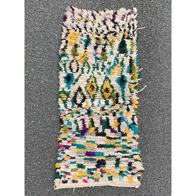 Textile Azilal Multicolor Berber Moroccan Wool Rug For Sale - Image 7 of 7