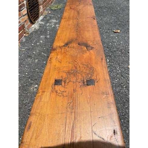 Discover a genuine piece of early history with this remarkable antique wooden bench, dating from 1900. This incredibly...