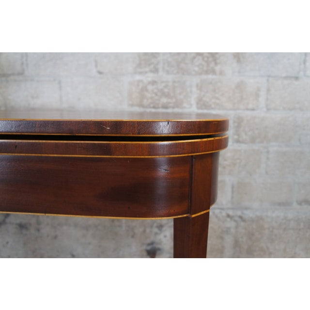 Late 19th Century Antique Georgian Mahogany Inlaid Flip Top Gateleg Game Card Table For Sale - Image 4 of 12