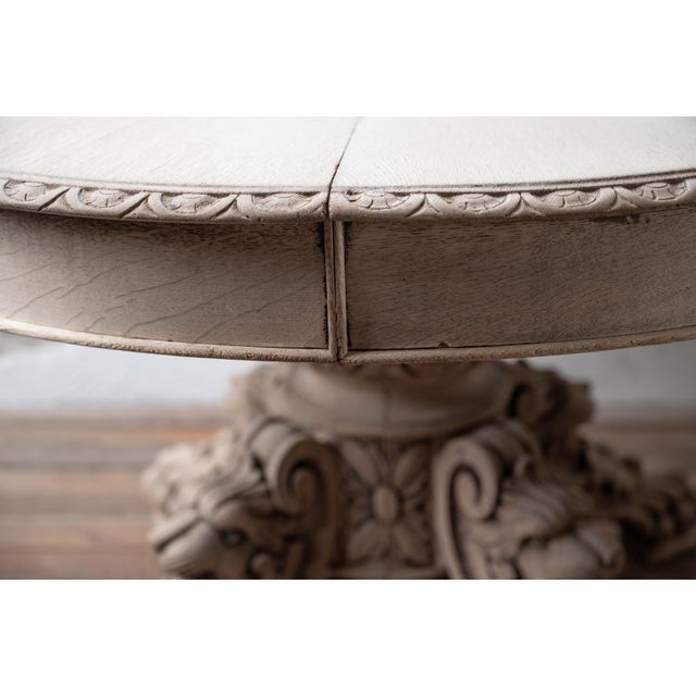 Carved Oak Oval Table, Lion Mask Pedestal, France, 19th Century For Sale - Image 11 of 14