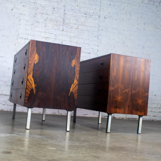 Hansen & Guldborg Møbler 1960’s Mid Century Scandinavian Modern Pair of Rosewood Cabinets Rud Thygesen & Johnny Sorensen for Hansen & Guldborg For Sale - Image 4 of 18
