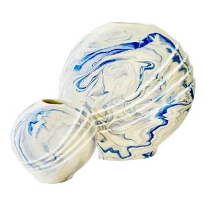 Vintage Marble Effect Ceramic Vases - a Pair