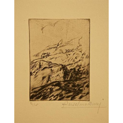 Etching and drypoint on paper. from the collection "Croquis du front Italien" - Album III. Hand signed and numbered....