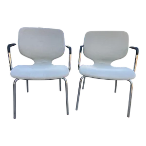 Vintage Fabric Accent Arm Chairs Set of Two