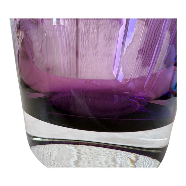 Murano Vintage Amethyst Purple Polish Art Glass Vase, Attributed to Krosno For Sale - Image 4 of 9