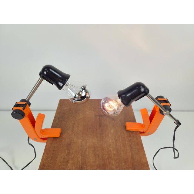 Type 2323 Revue Clamp Lamps Orange Clip Lamp, 1970, Set of 2 For Sale - Image 6 of 9
