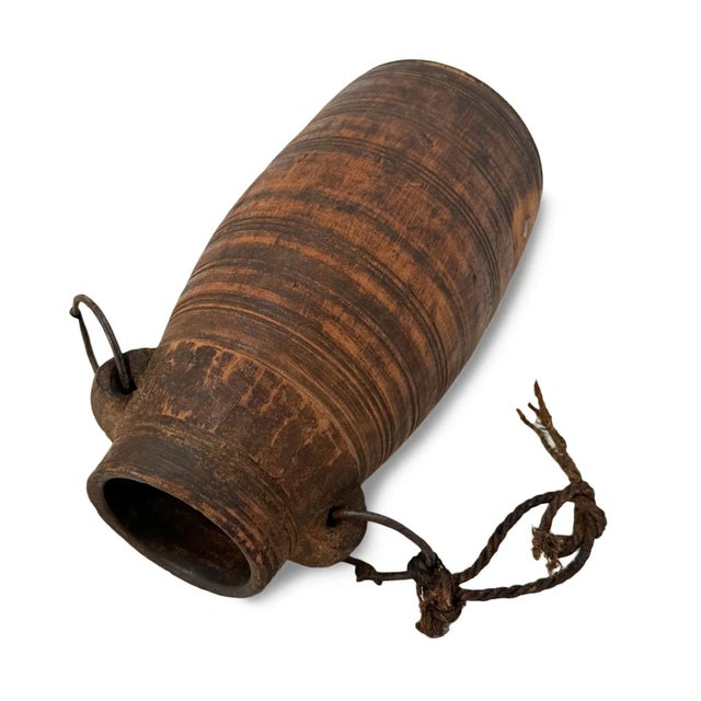 Vintage Rustic Wood Water Pot India For Sale - Image 4 of 4