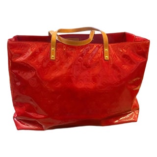 1999 Louis Vuitton Red Vernis Patent Leather Reade Gm Huge Tote-Bag For Sale