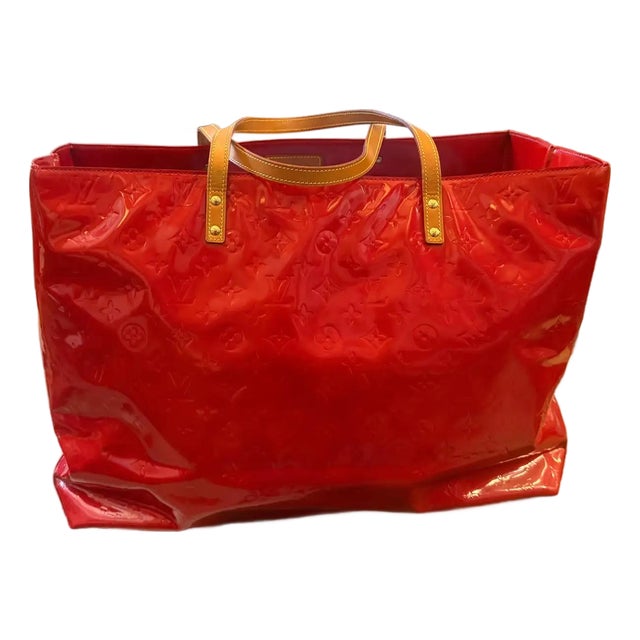1999 Louis Vuitton Red Vernis Patent Leather Reade Gm Huge Tote-Bag For Sale