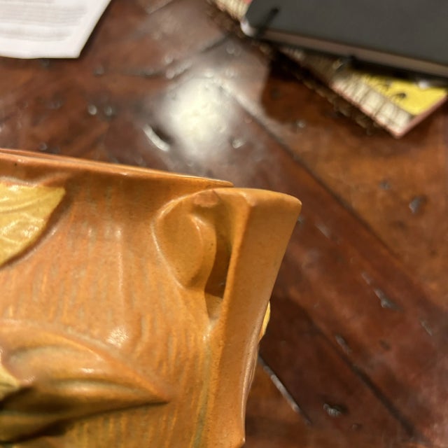 1940s Roseville Clematis Autumn Brown Vase For Sale - Image 5 of 5