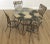 High Quality Heavy Iron Base Stone Top Round Table Along with 4 Stone Back Iron Chairs - Hand Made in Thailand