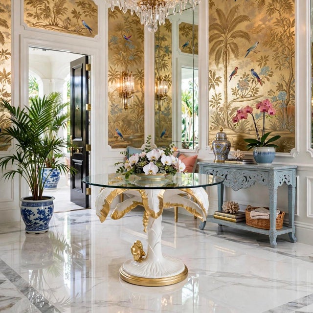 Late 20th Century Palm Beach Regency Parcel Gilt Monkey and Palm Tree Dining Table -Newly Painted For Sale - Image 14 of 14