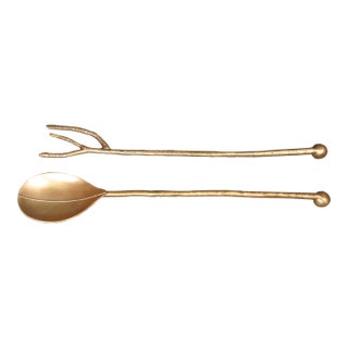 Grant Dawson Mangrove Collection 24k Gold-Plated Salad Servers, Set of 2 For Sale
