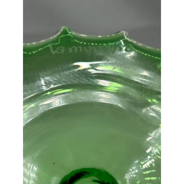 Boho Chic 1970s La Murrina Signed Murano Hand-Blown Green Art Glass Vase For Sale - Image 3 of 10