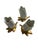 Set of three 1950s Italian porcelain and gold match holders. The design resembles a gold leaf and white tulip.
