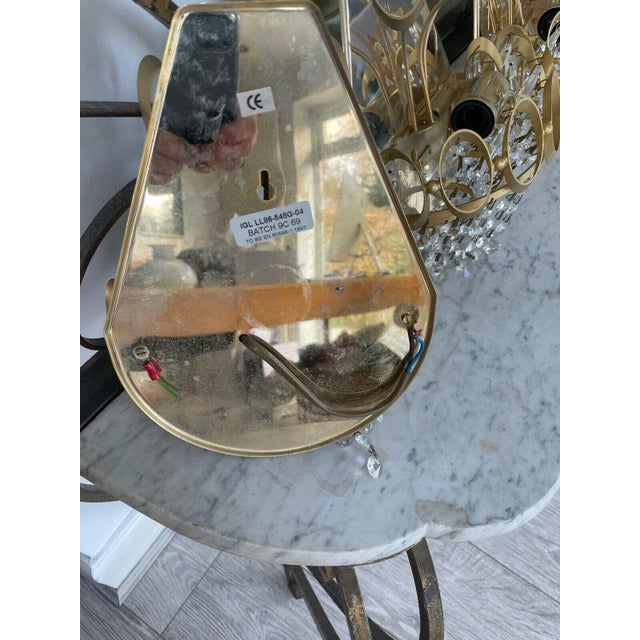 Gold 1960s Gold Tone/ Crystal Wall Sconces Attrib. Palwa" - a Pair For Sale - Image 8 of 12