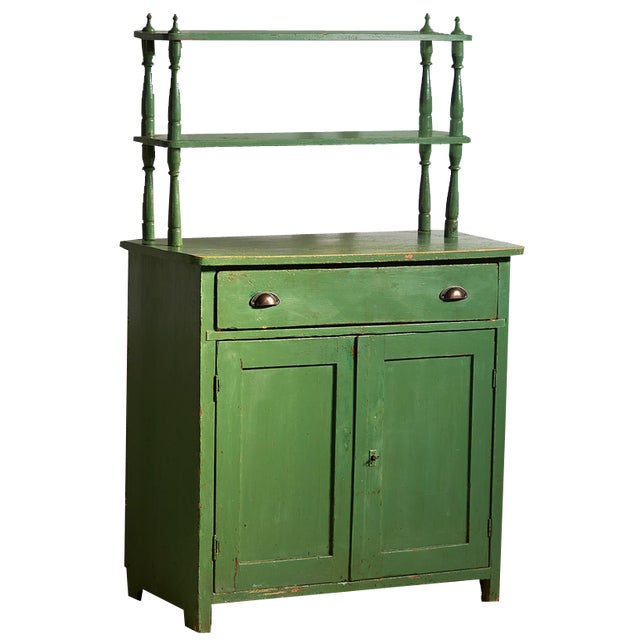Antique Emerald Green Kitchen Cabinet, 1920s For Sale