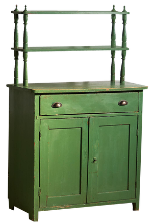 Antique Emerald Green Kitchen Cabinet, 1920s
