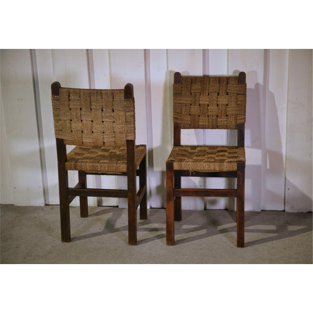 Brutalist Chairs with Braided Rope Seats, 1950s, Set of 2 For Sale - Image 6 of 13