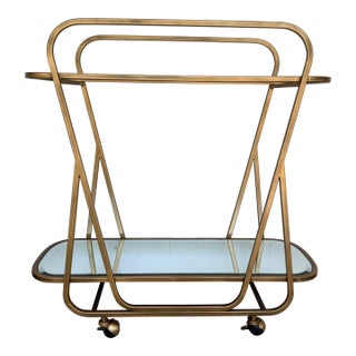Swain Co. Modern Antique Brass Bar Cart For Sale