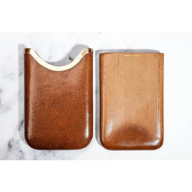 Superb Large Asprey & Co. Antique Art Deco Leather 9kt Gold Cigar Case Tobacciana For Sale - Image 4 of 16