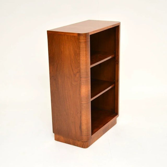 Mid-Century Modern Art Deco Walnut Open Bookcase, 1930s For Sale - Image 3 of 8