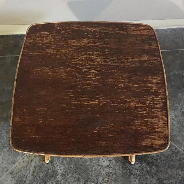 Wood Mid-Century Rattan and Bamboo Table With Magazine Rack For Sale - Image 7 of 8